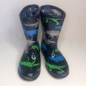 Carters Kids Rain Boot Navy Blue Dinosaur Pull on Waterproof Shoe Boot - Size 9M